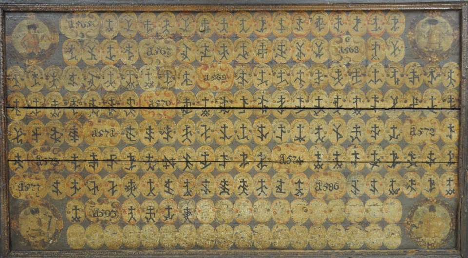 Tafel mit Hausmarken, Steinmetz-Zeichen