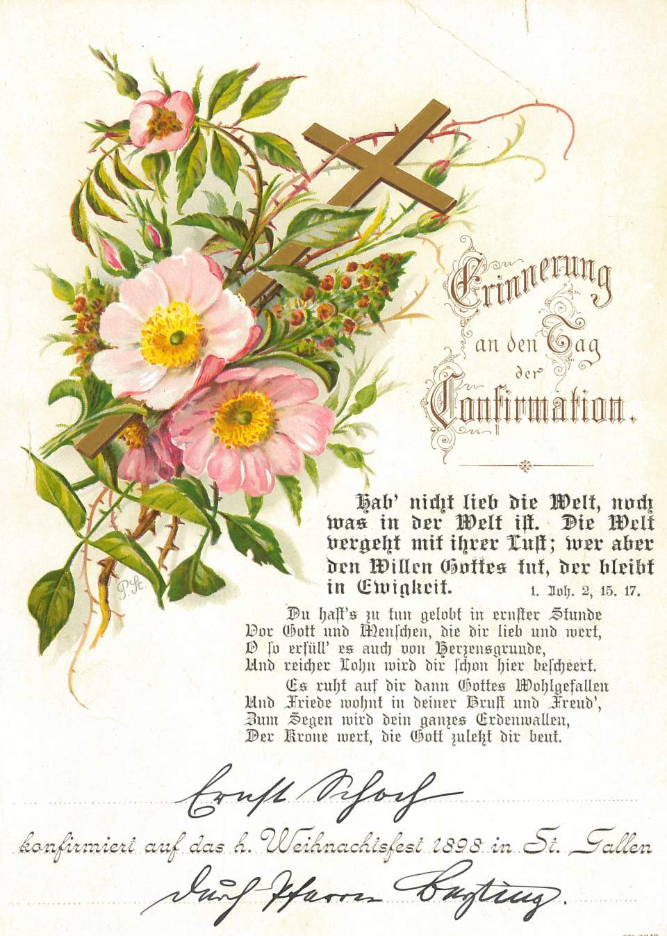 Erinnerung an den Tag der Confirmation