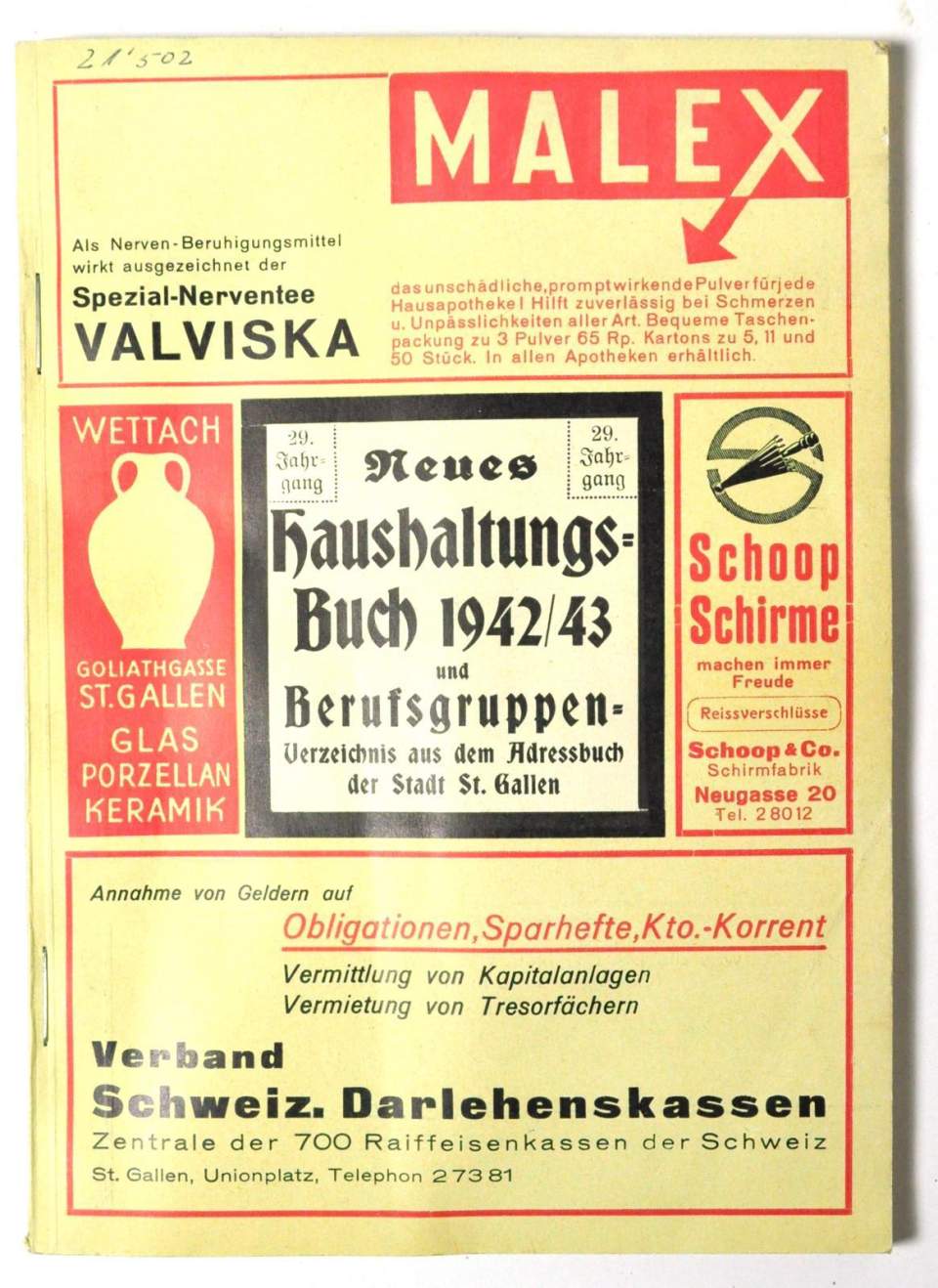 Neues Haushaltsbuch und Berufsgruppenverzeichnis St. Gallen, Telefonbuch