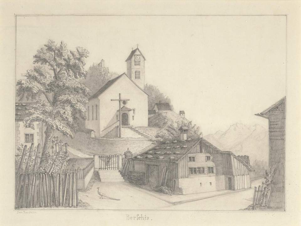 Zeichnung, Ansicht von Berschis