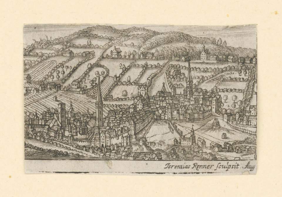 Grafik, Ansicht St.Gallen von Südosten