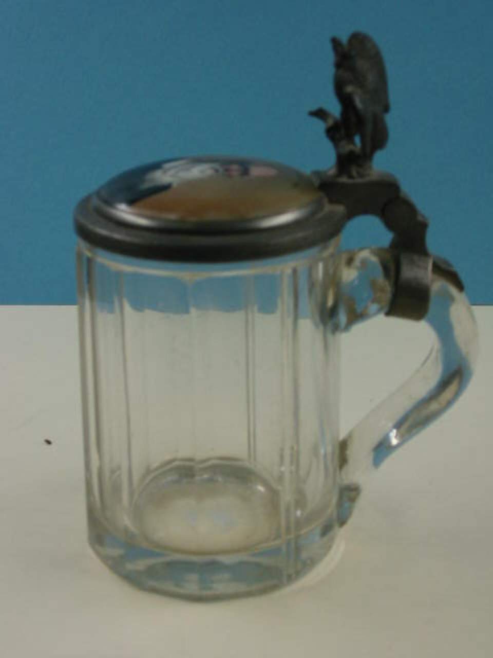 Bierkrug, Krug mit Deckel, Glas, Trinkglas, Deckelglas, Vereinsandenken