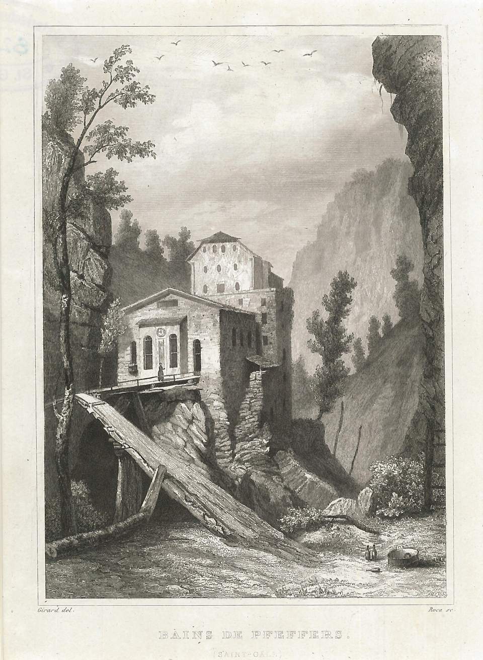 Stahlstich, Ansicht von Bad Pfäfers