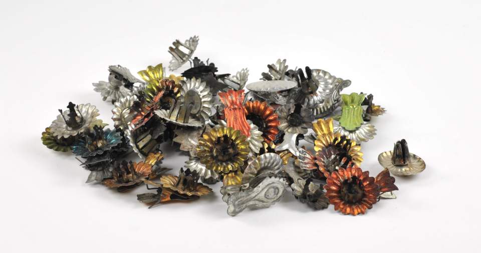 Christbaumschmuck, 49 Klemmhalter aus Metall, Kerzenhalter