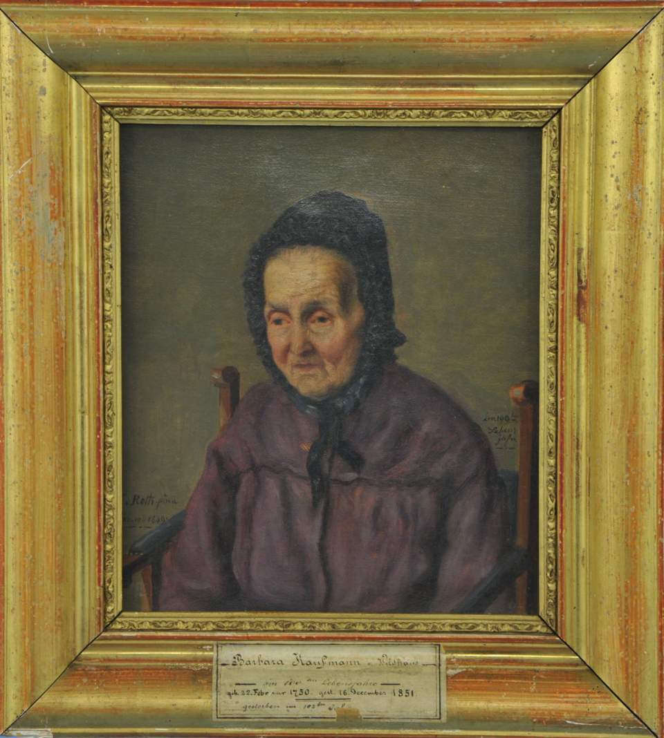 Porträt Barbara Kaufmann im 100. Lebensjahr, Bildnis