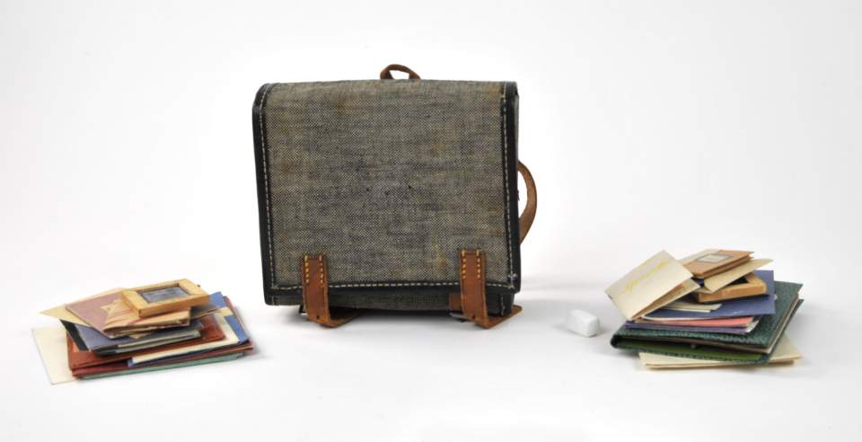 Puppen-Schulmappe mit Inhalt, Tornister