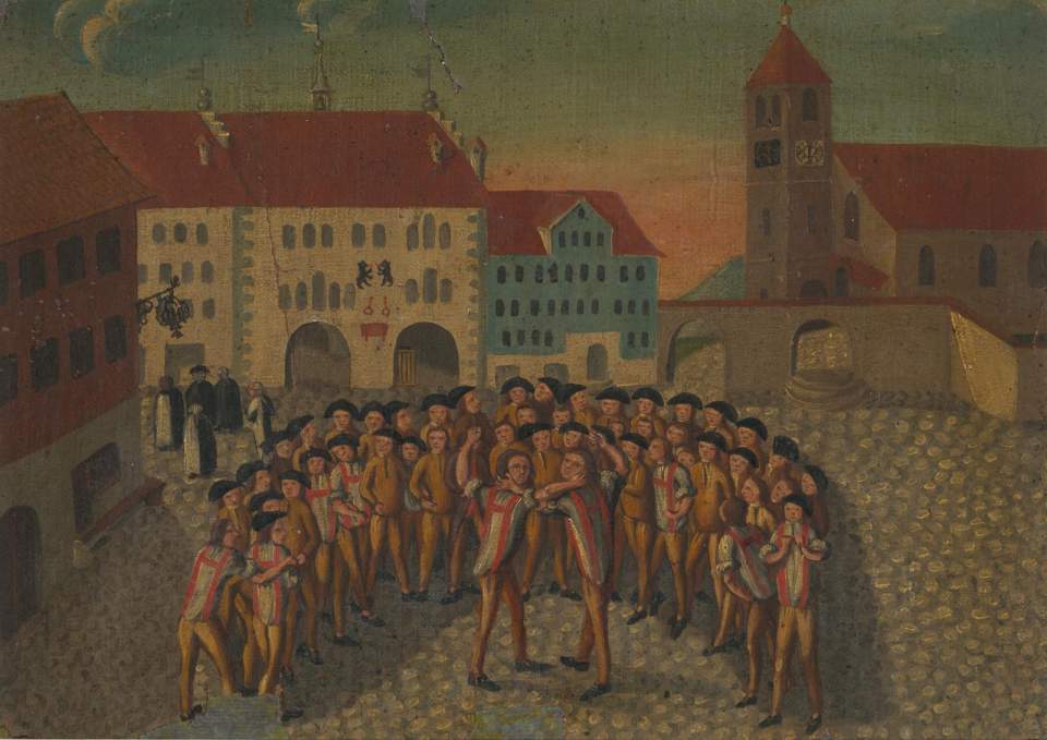 Faustkampf am Schmäuslemarkt in Appenzell; 18. Jh.