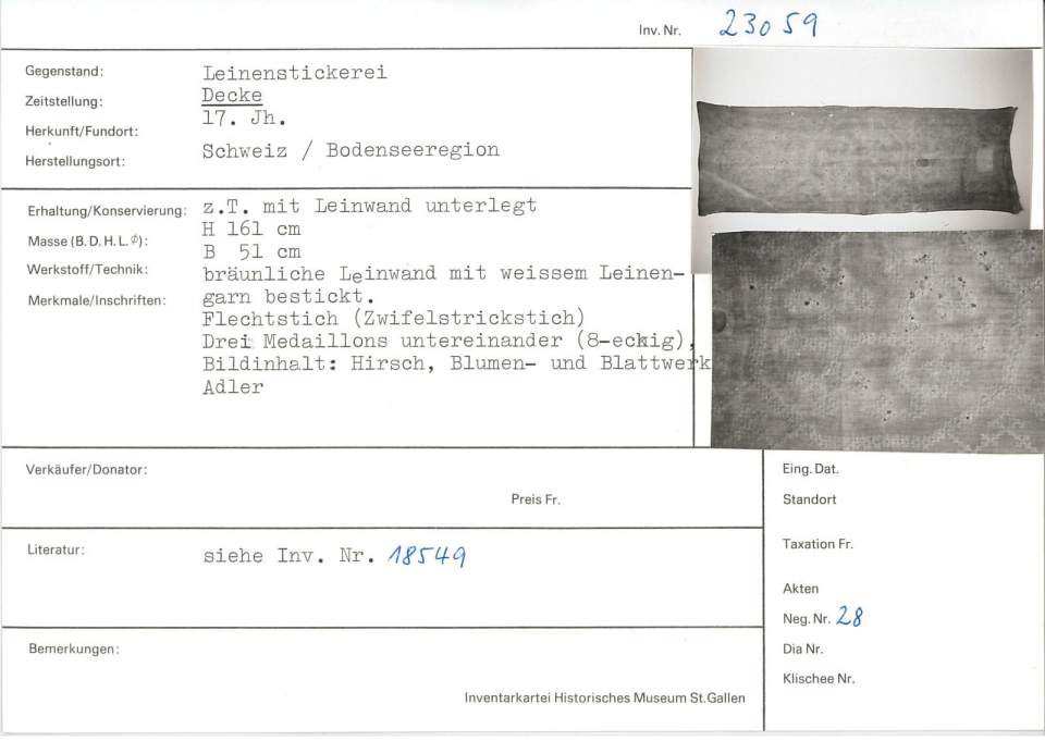 Leinenstickerei, Decke