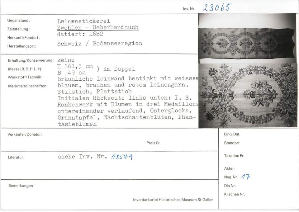 Leinenstickerei, Zwehlen-Überhandtuch