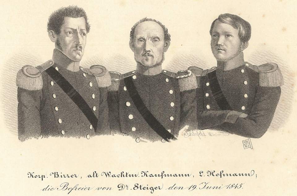 Porträts Korp. Birrer Wachtm.  Kaufmann, L. Hofmann