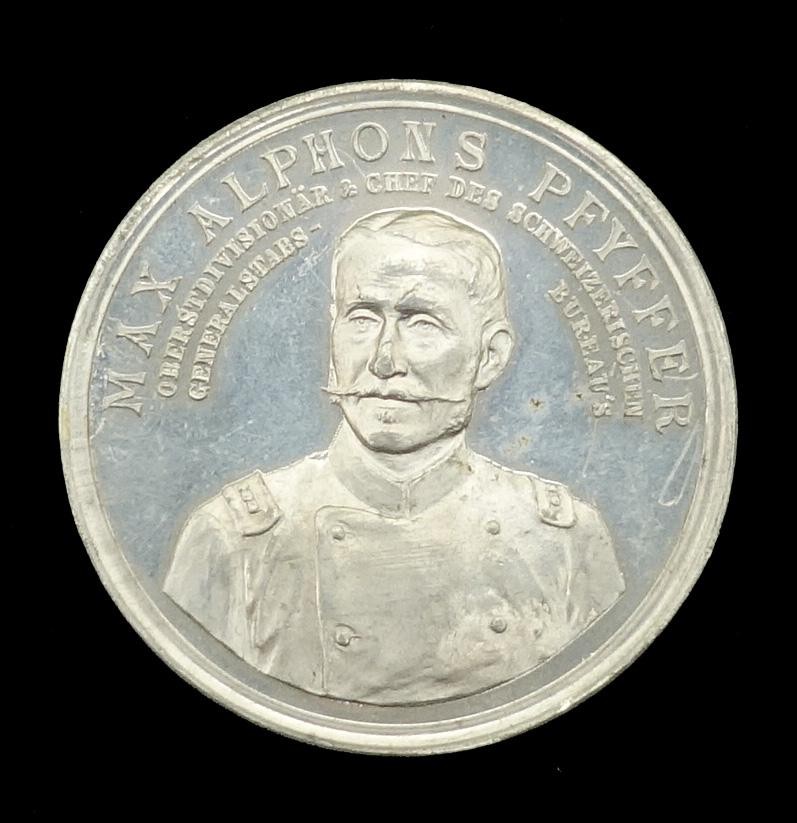 Medaille Max Alphons Pfyffer von Altishofen, schweiz. Generalstabchef 1834 - 1890, Luzern