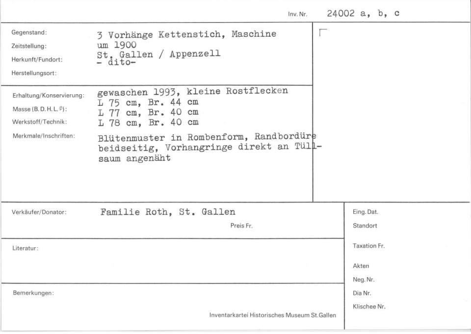 3 Vorhänge Kettenstich, Maschine