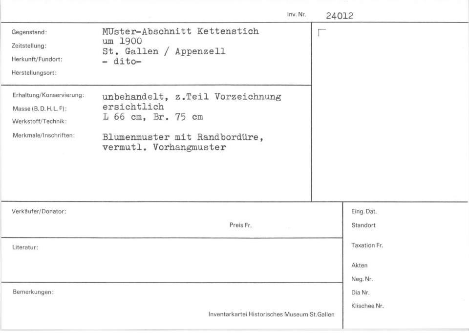 Muster-Abschnitt Kettenstich