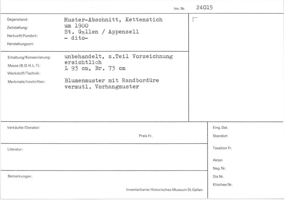 Muster-Abschnitt Kettenstich