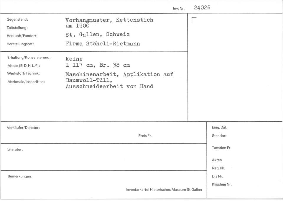 Vorhangmuster Kettenstich