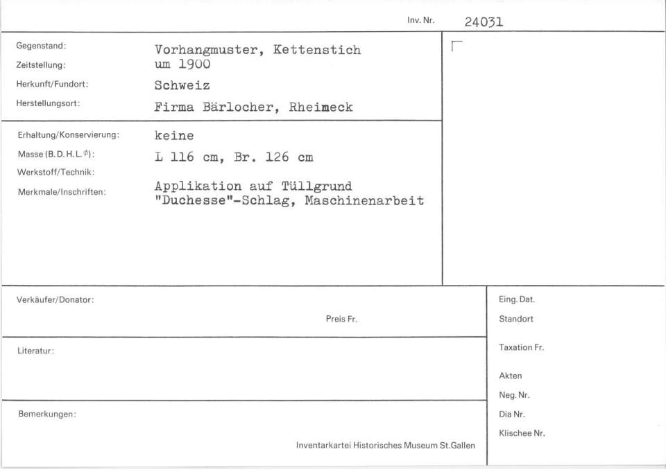 Vorhangmuster Kettenstich