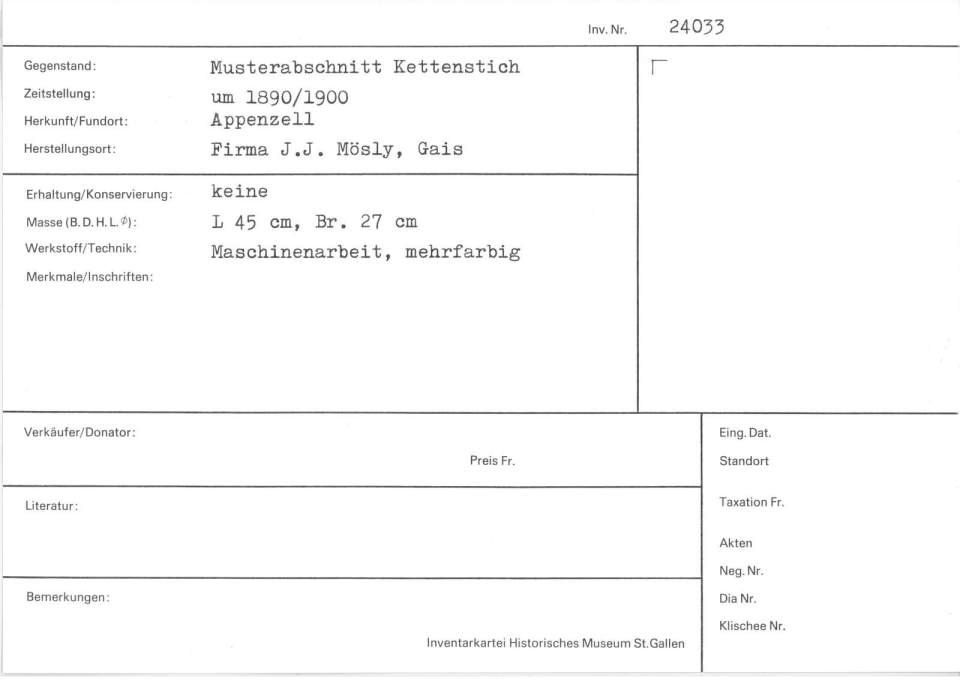 Musterabschnitt Kettenstich