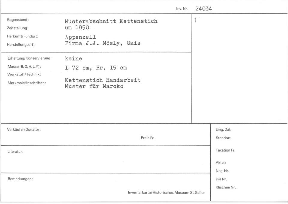 Musterabschnitt Kettenstich