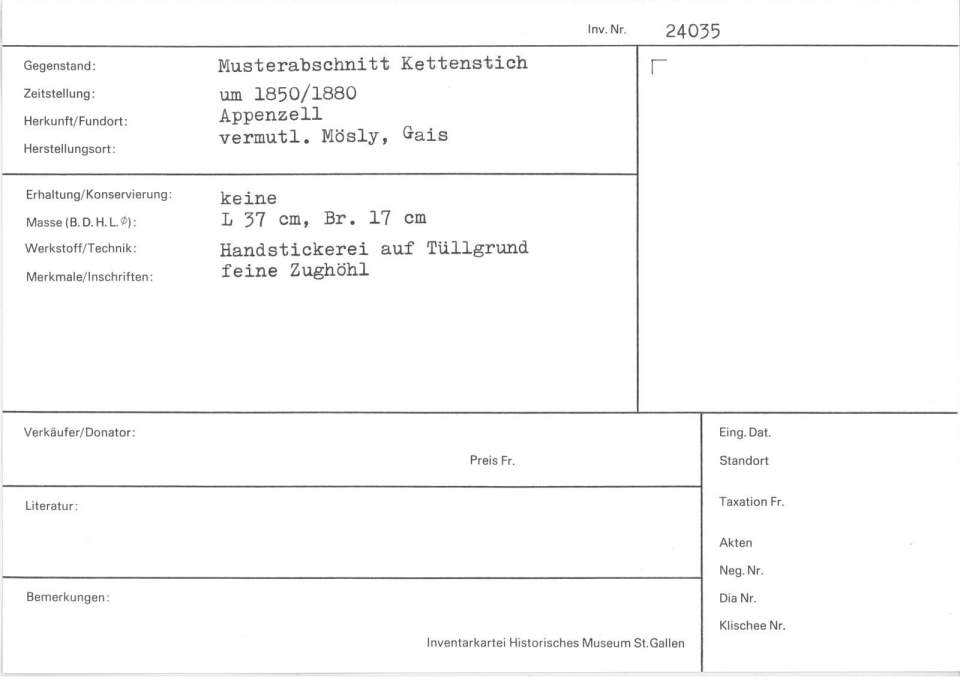 Musterabschnitt Kettenstich