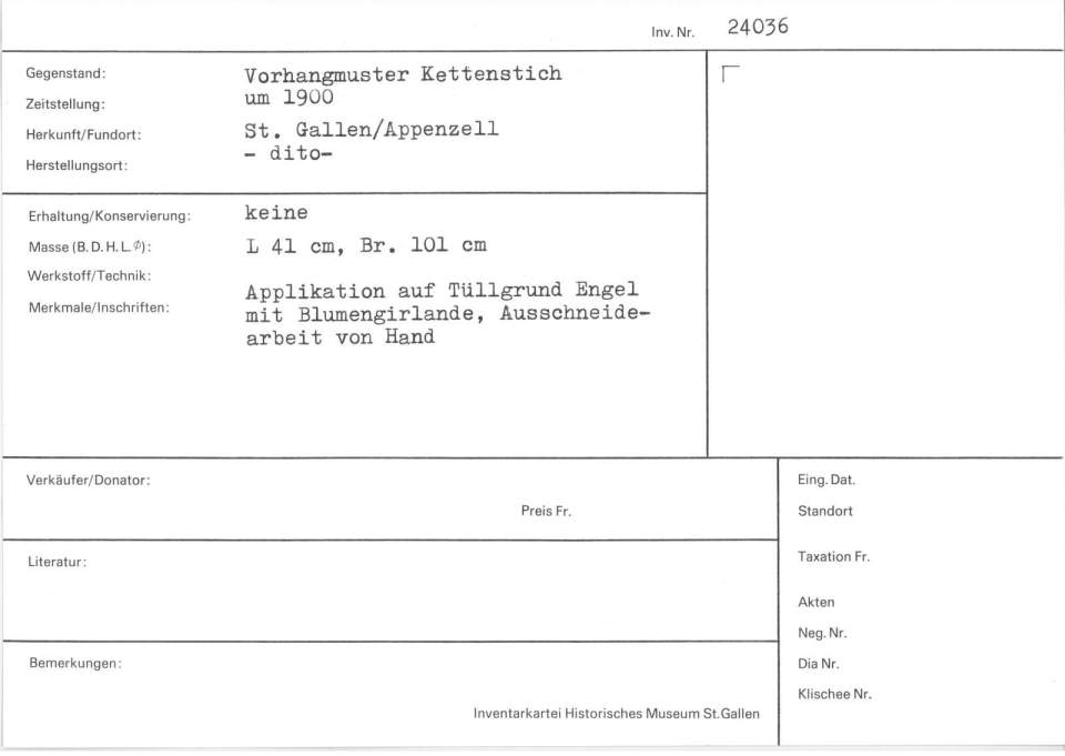 Vorhangmuster Kettenstich