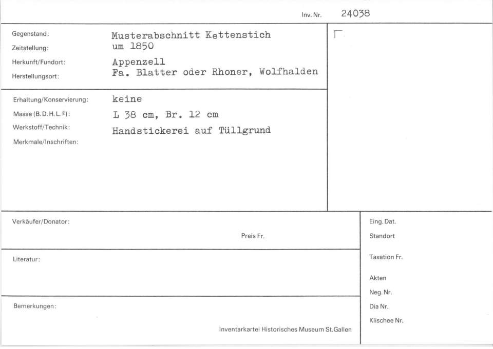 Musterabschnitt Kettenstich