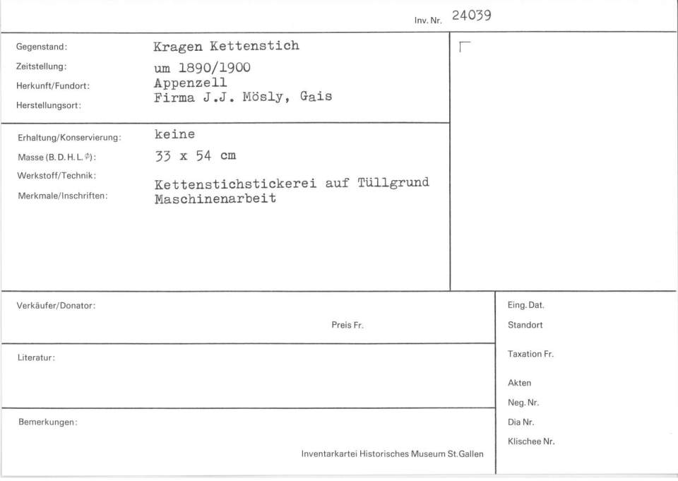 Kragen Kettenstich