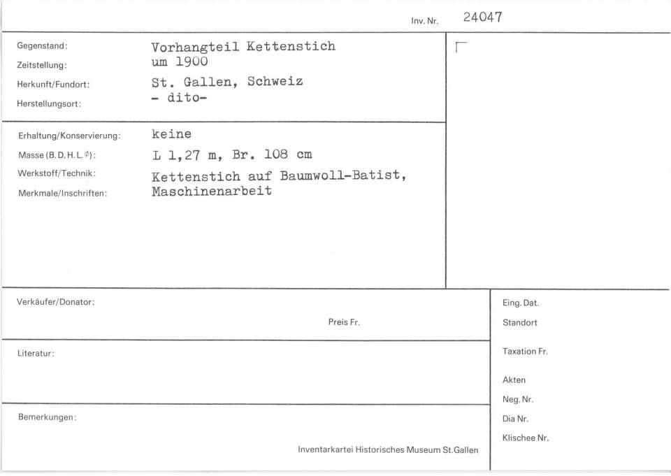 Vorhangteil Kettenstich