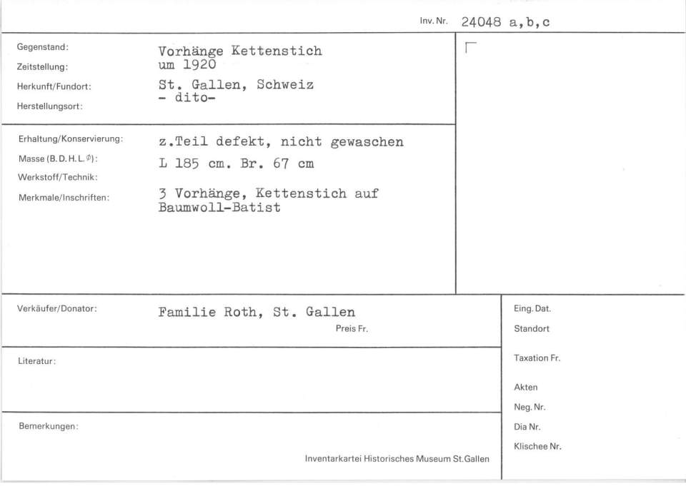 3 Vorhänge Kettenstich