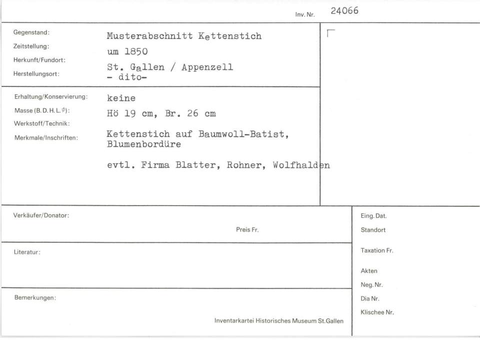 Musterabschnitt Kettenstich