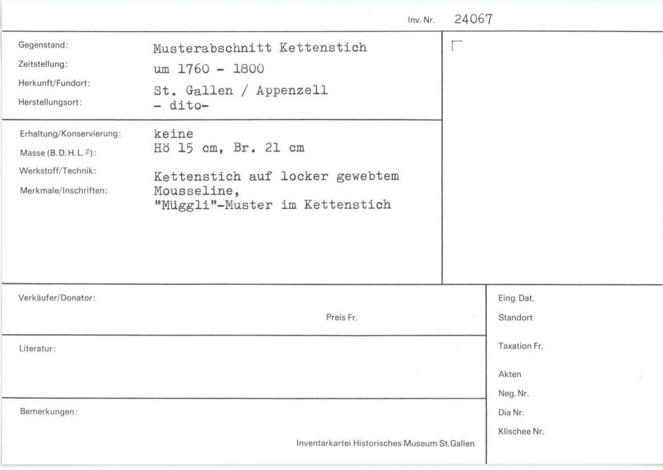 Musterabschnitt Kettenstich