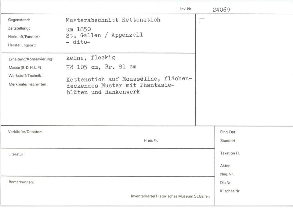 Musterabschnitt Kettenstich