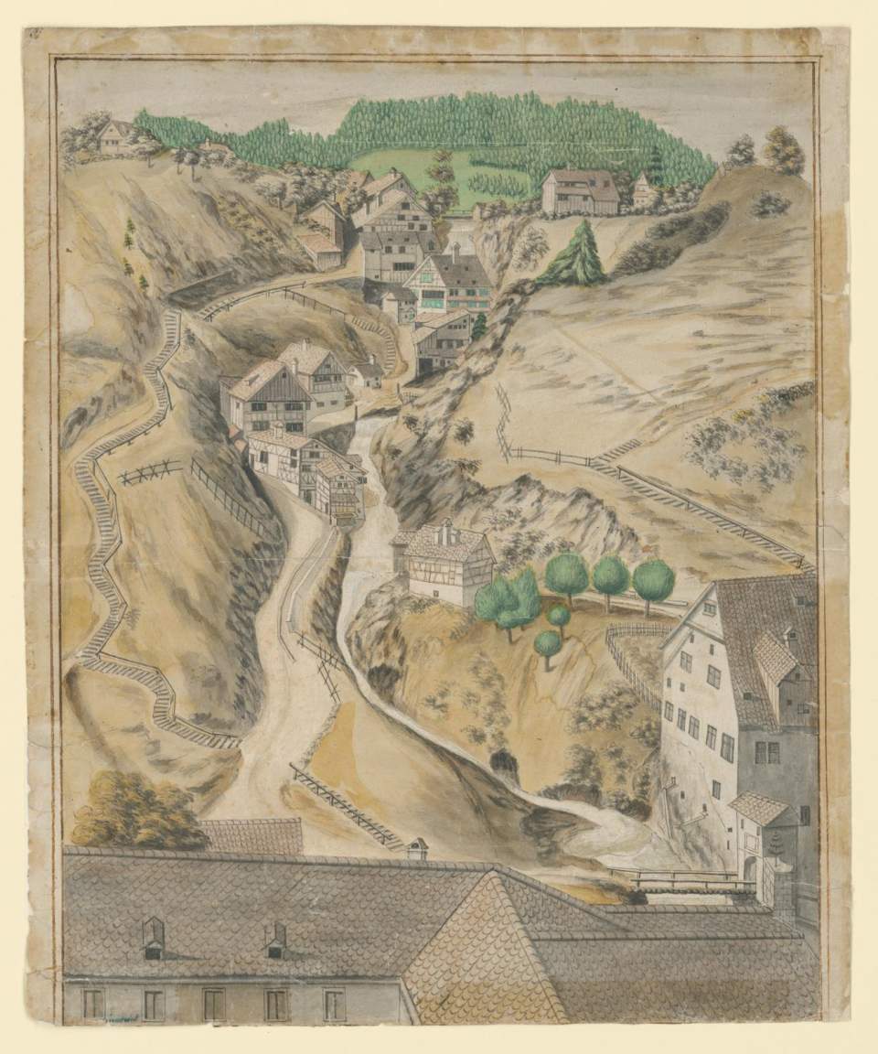 Ansicht Mülenen in St.Gallen, Mühlentobel