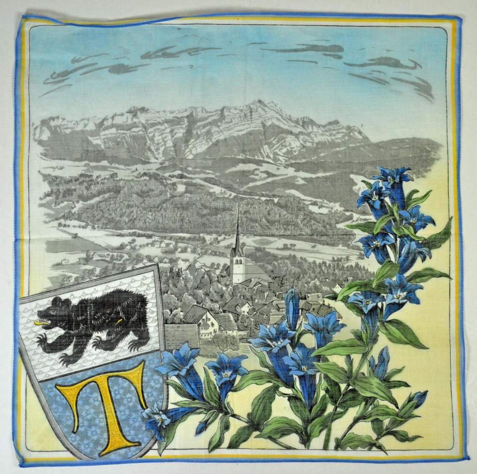 Souvenir-Taschentuch mit Ansicht Teufen und Säntis