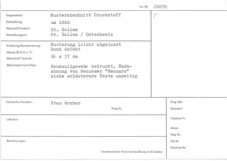 Musterabschnitt Druckstoff