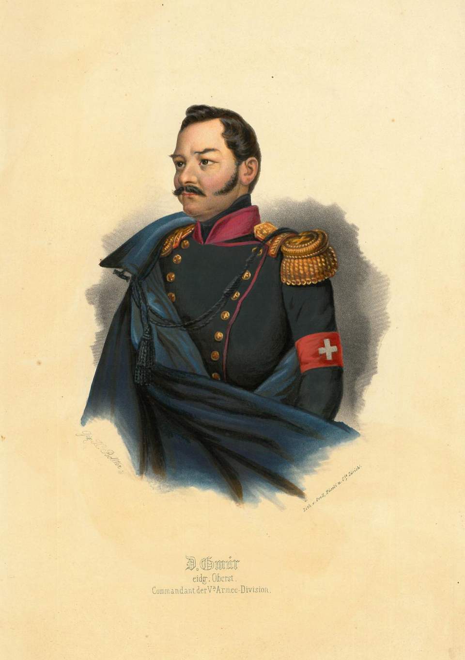 Porträt D. Gmür, Eidgenössischer Oberst