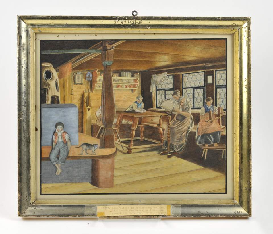 Aquarell (Original), Bauernstube