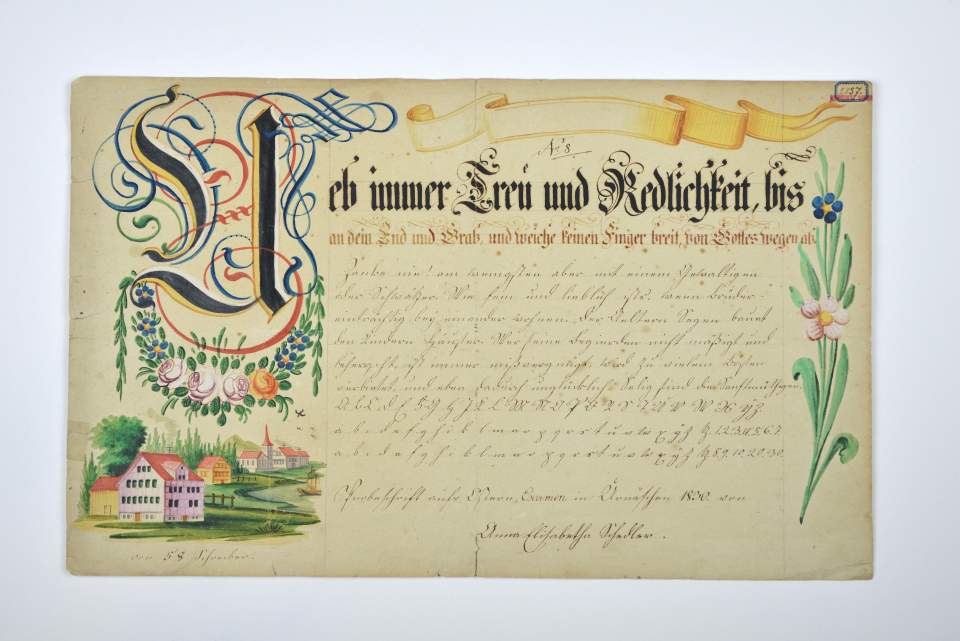 Osterschrift von Anna Elisabetha Schedler, Urnäsch, Probeschrift 