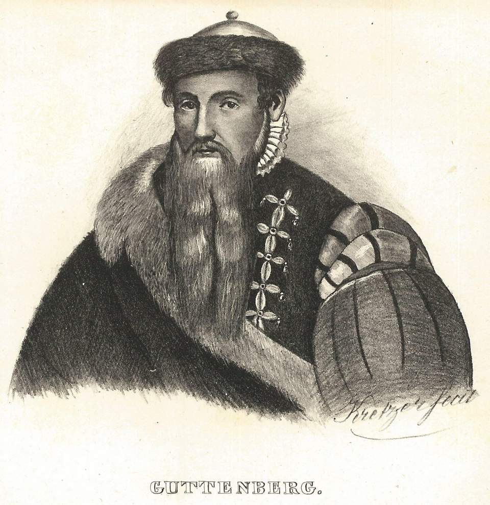Lithographie, Porträt des Guttenberg