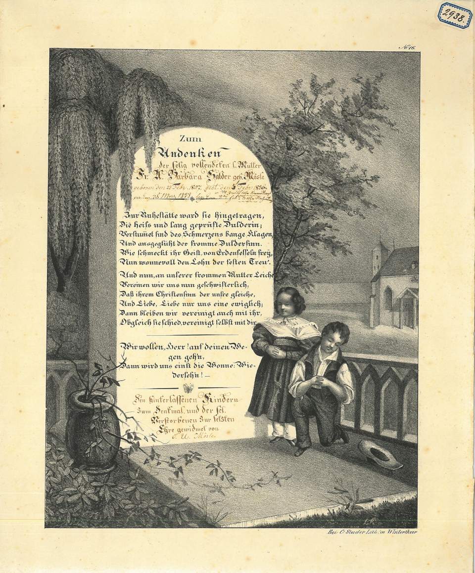 Erinnerungsblatt, Totenandenken, Andenken