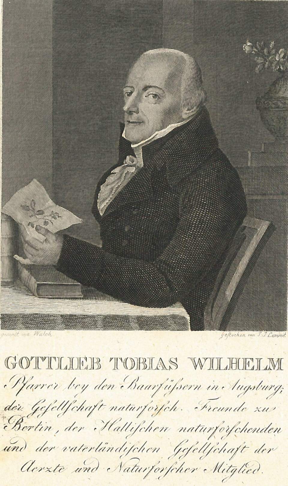Porträt von Gottlieb Tobias Wilhelm, Pfarrer bei den Barfüssern in Augsburg