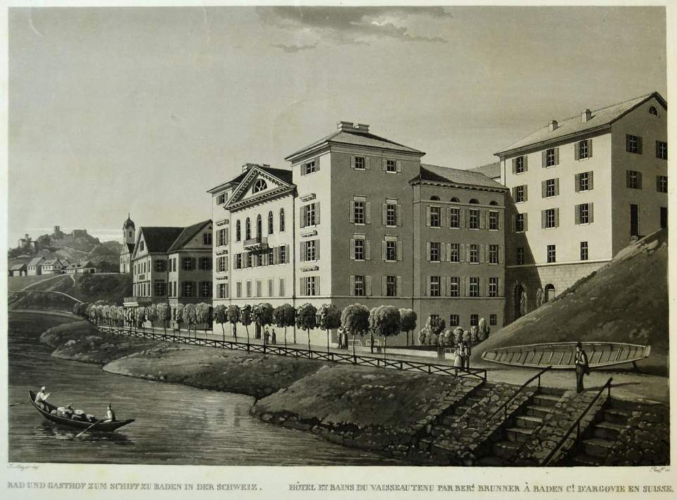 Ansicht Bad und Gasthof zum Schiff Baden Kanton Aargau
