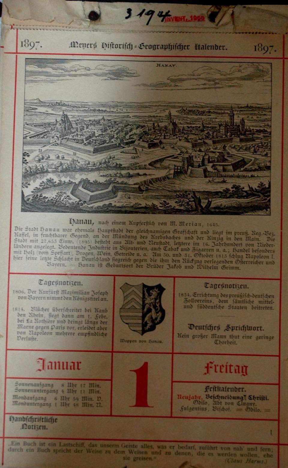 "Meyers Historisch - Geographischer Kalender" (1897)