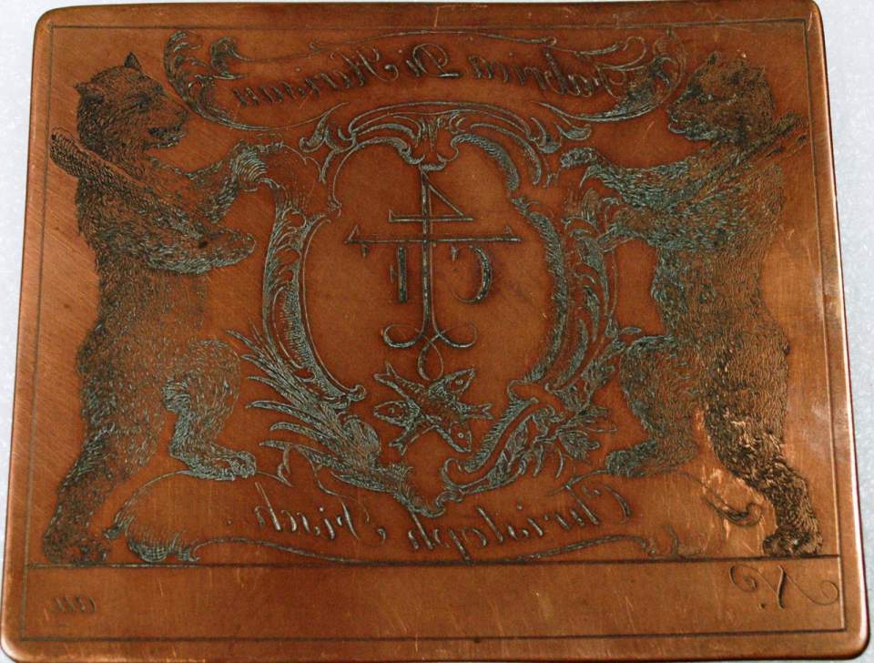 Kupferstichplatte, Wappen (Fam. Fisch)