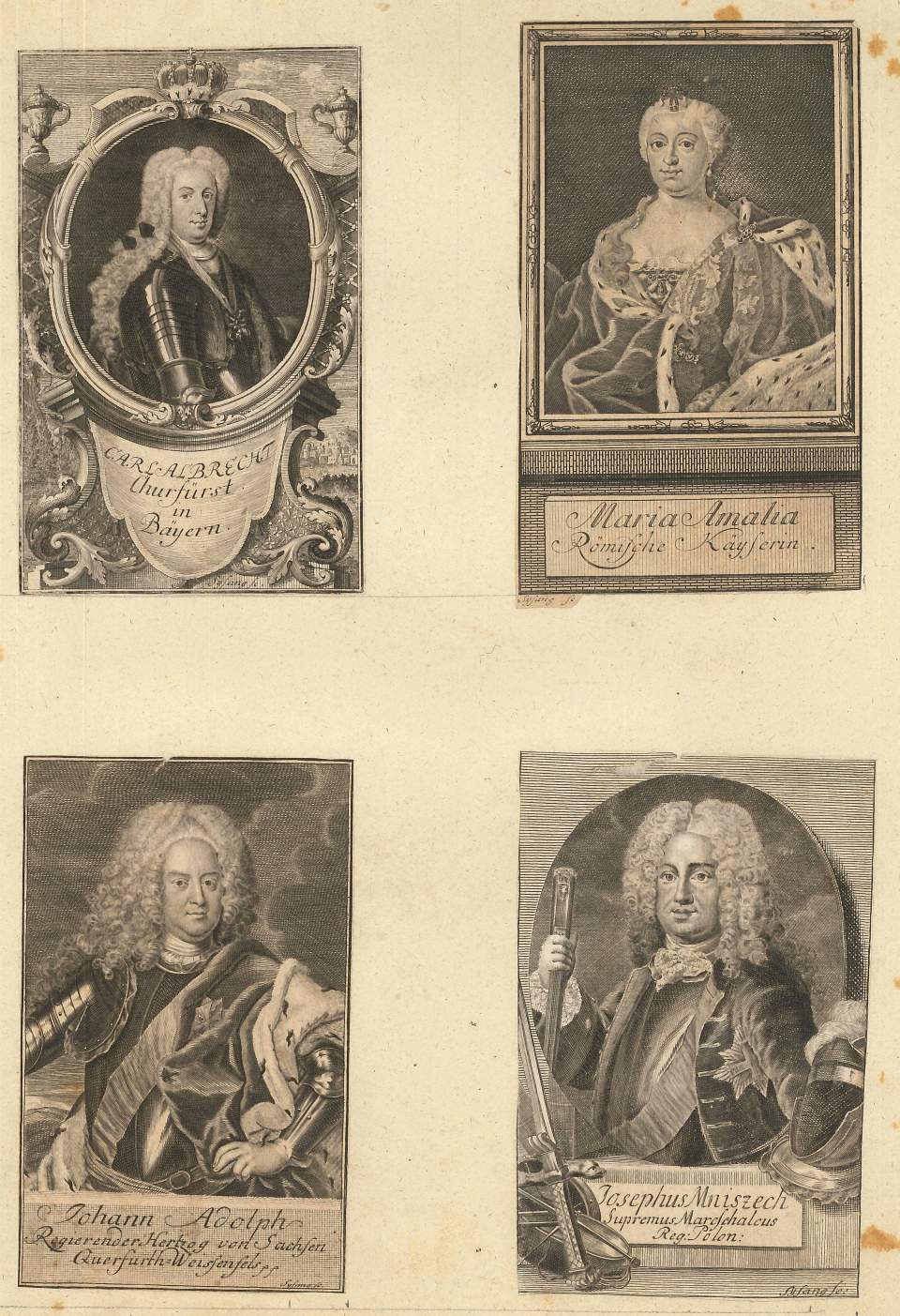 Porträt von Carl Albert, Maria Amalia, Joh. Adolph, Joseph Uniszech
