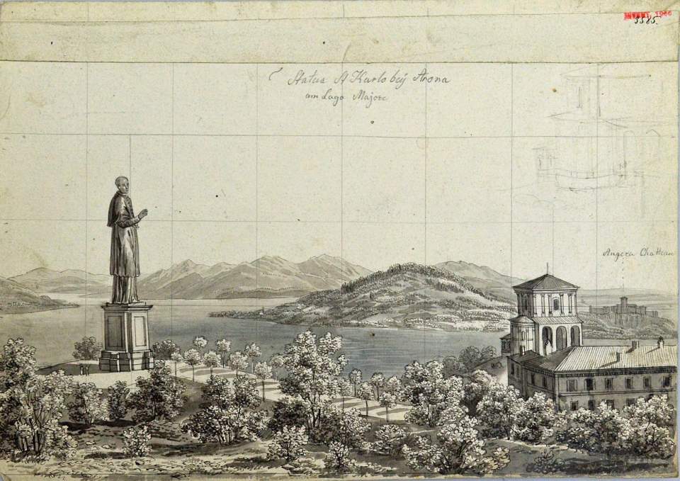 Ansicht Statue St. Karlo bei Arona, Lago Maggiore