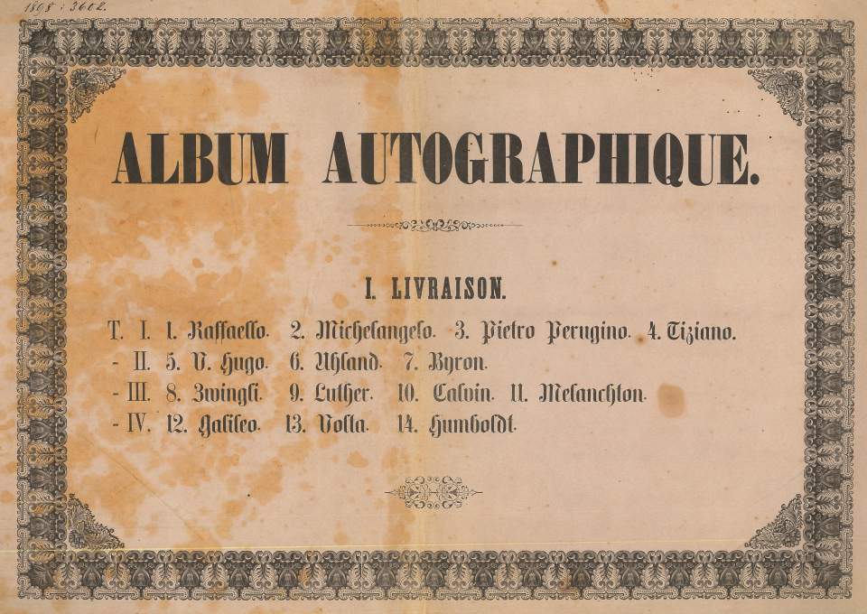 Album mit 14 Autographen auf 4 Blättern, 1. Ausgabe