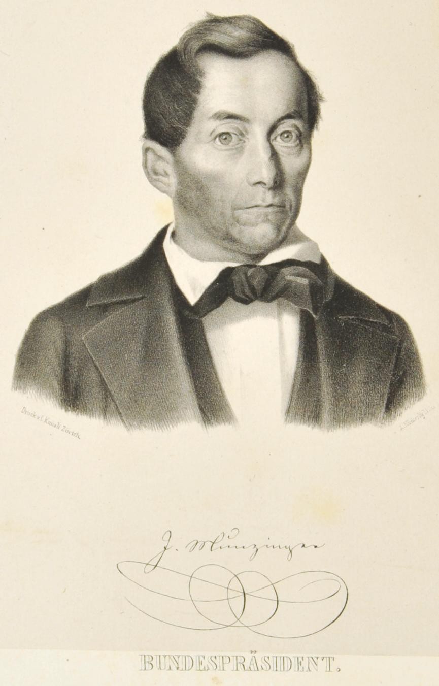 Porträt von J. Munzinger, Bundespräsident