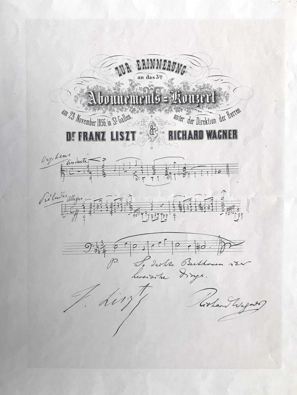 Erinnerung an das 3. Abonnements-Konzert Franz Liszt und Richard Wagner