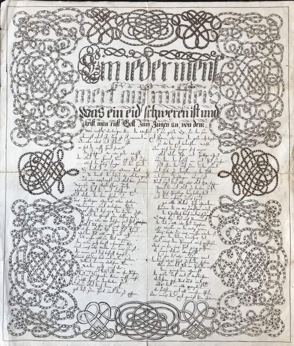 Geschriebenes Blatt, Abschrift eines Schwures aus einer Kapelle in Schänis