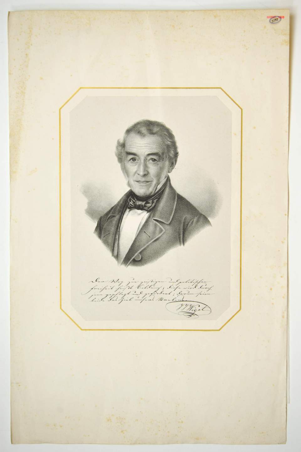 Porträt nebst Facsimile von J.J. Wiget
